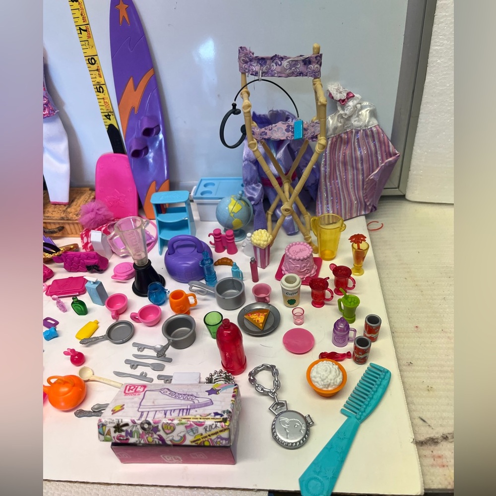 Barbie Accessories Large Lot Purses Food Dishes Pets Diorama